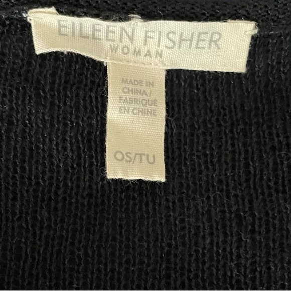 Eileen Fisher Woman Organic Linen Poncho Grey Black OSFM - Picture 6 of 11
